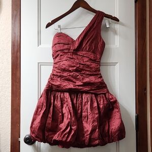 BCBG Maxazria One-Shoulder Burgundy Dress - 4